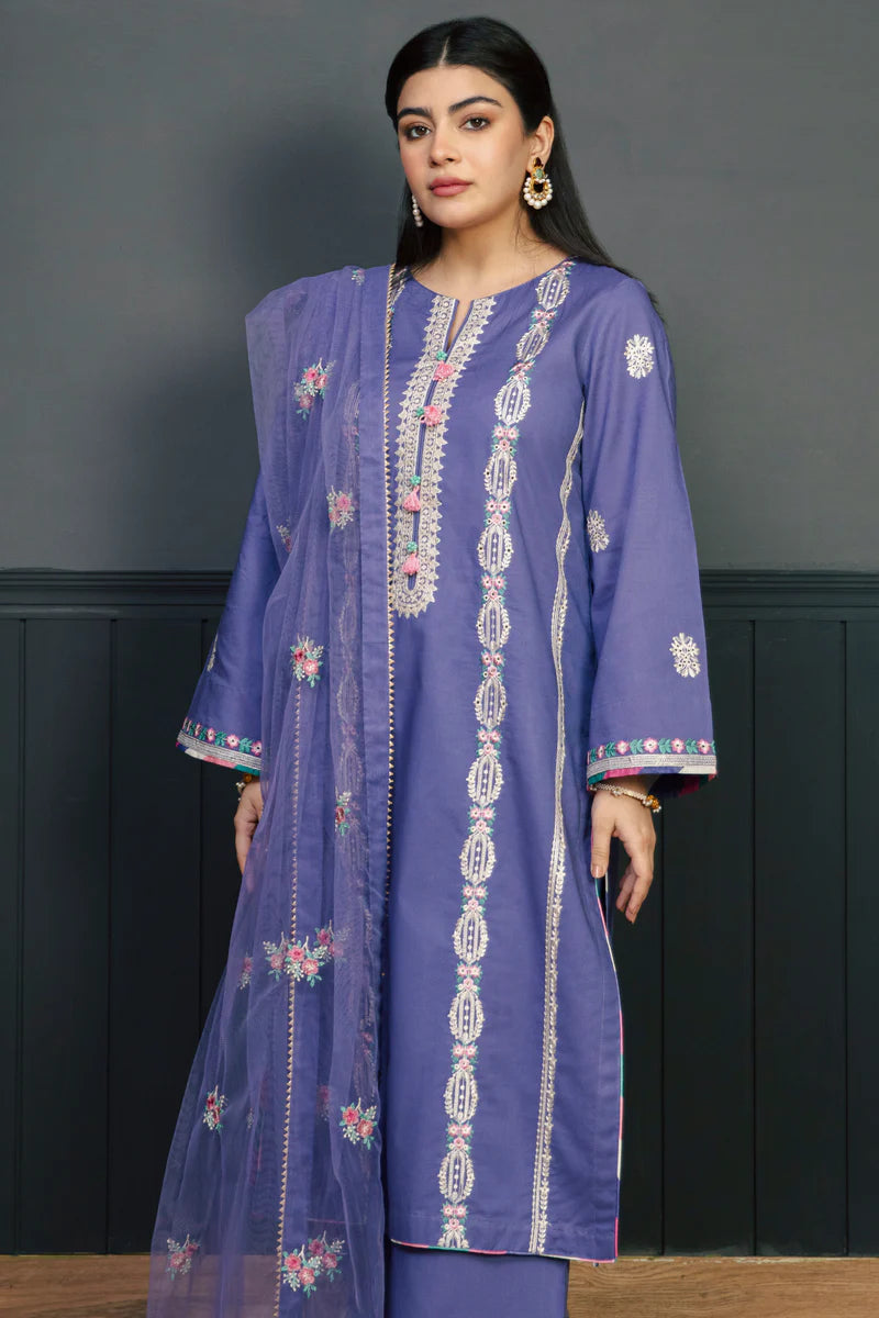 KOKUM - 3PC LAWN EMBROIDERED SHIRT WITH PRINTED DUPATTA AND TROUSER- RB11136