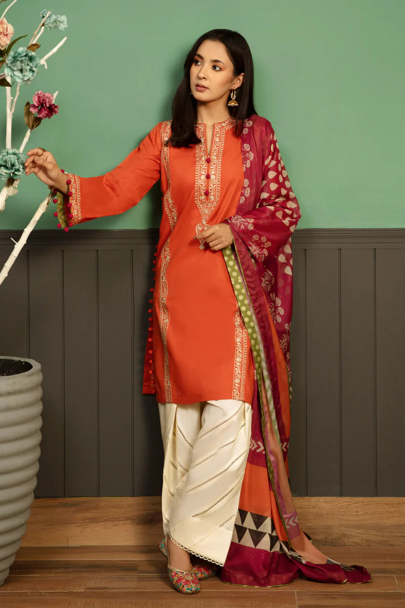 KOKUM - 3PC LAWN EMBROIDERED SHIRT WITH PRINTED DUPATTA AND TROUSER- RB11137