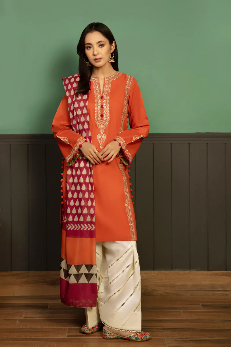 KOKUM - 3PC LAWN EMBROIDERED SHIRT WITH PRINTED DUPATTA AND TROUSER- RB11137