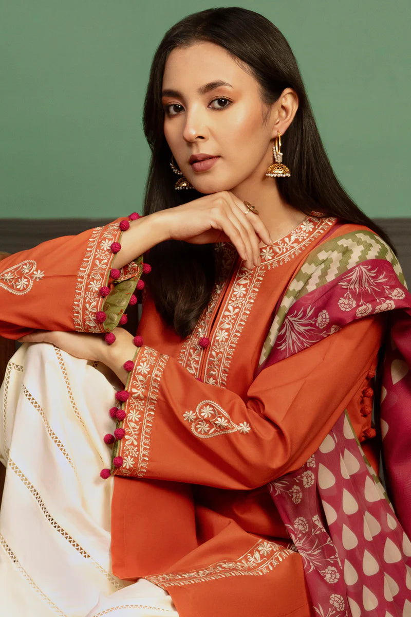 KOKUM - 3PC LAWN EMBROIDERED SHIRT WITH PRINTED DUPATTA AND TROUSER- RB11137