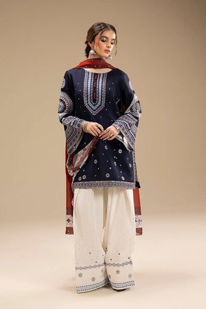 JAZMIN - 3PC DHANAK EMBROIDERED SHIRT WITH PRINTED SHAWL AND TROUSER - RB11141