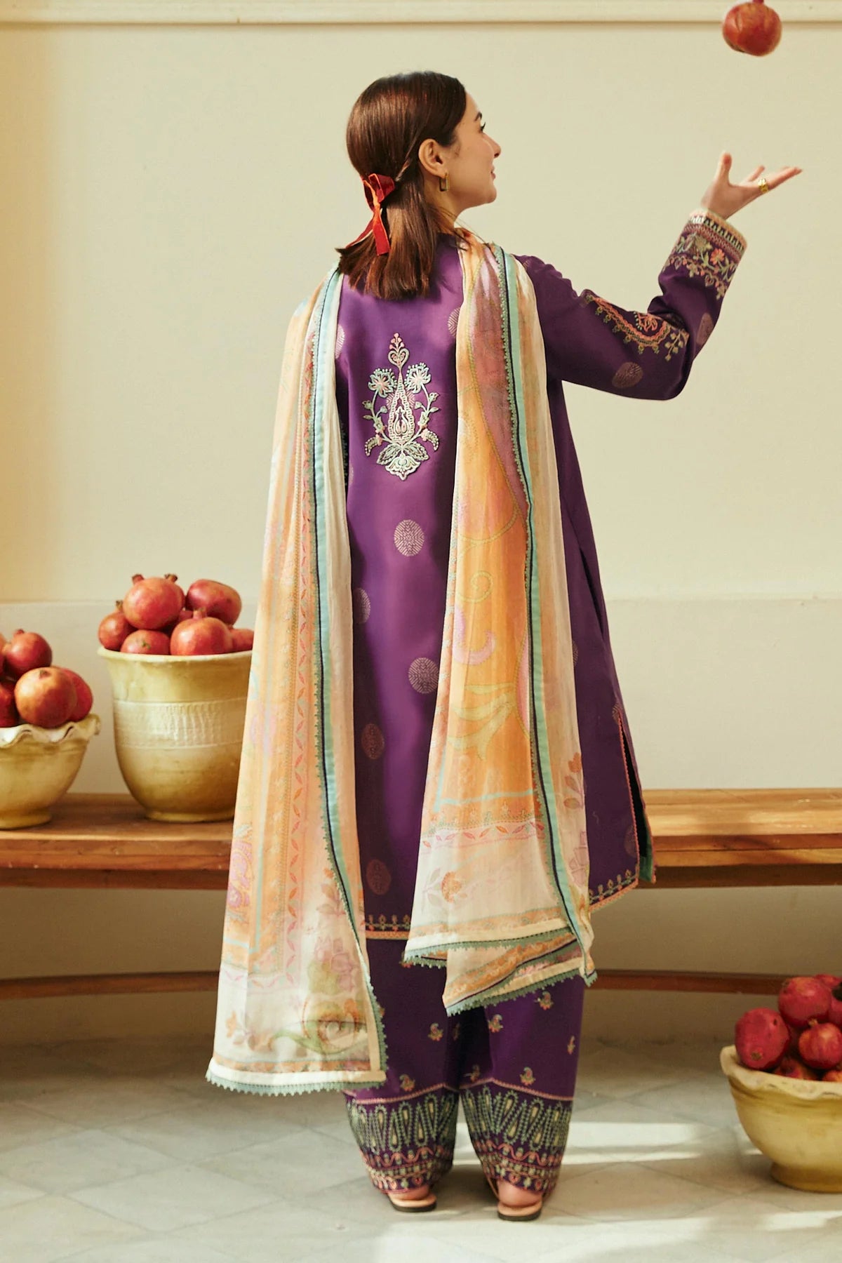 ZARA SHAH JAHAN - 3PC LAWN EMBROIDERED SHIRT WITH CHIFFON PRINTED DUPATTA AND TROUSER - RB11040