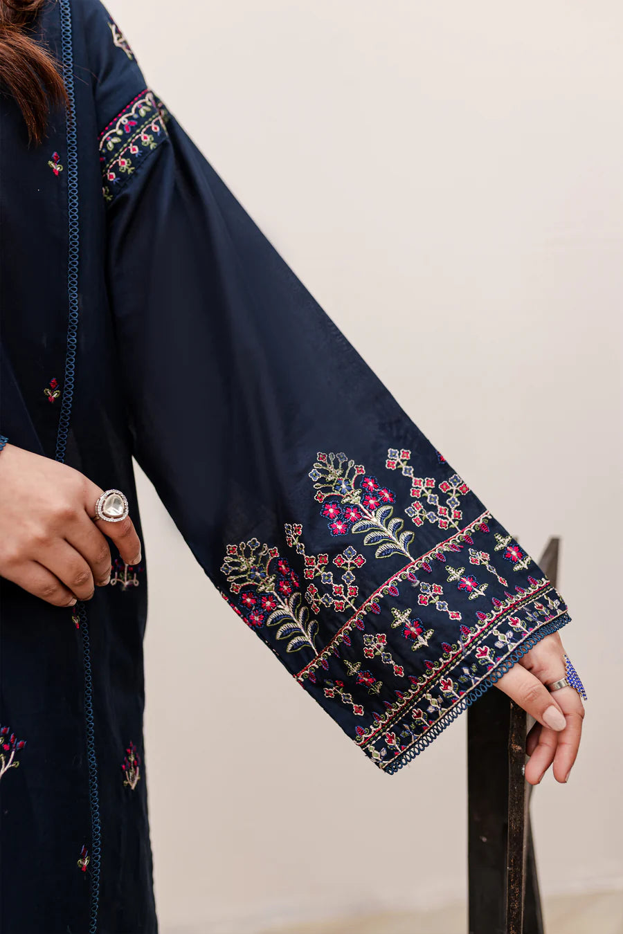 BAKHIYA - 2PC KHAADAR EMBROIDERED SHIRT WITH KHADDAR TROUSER - RB11095