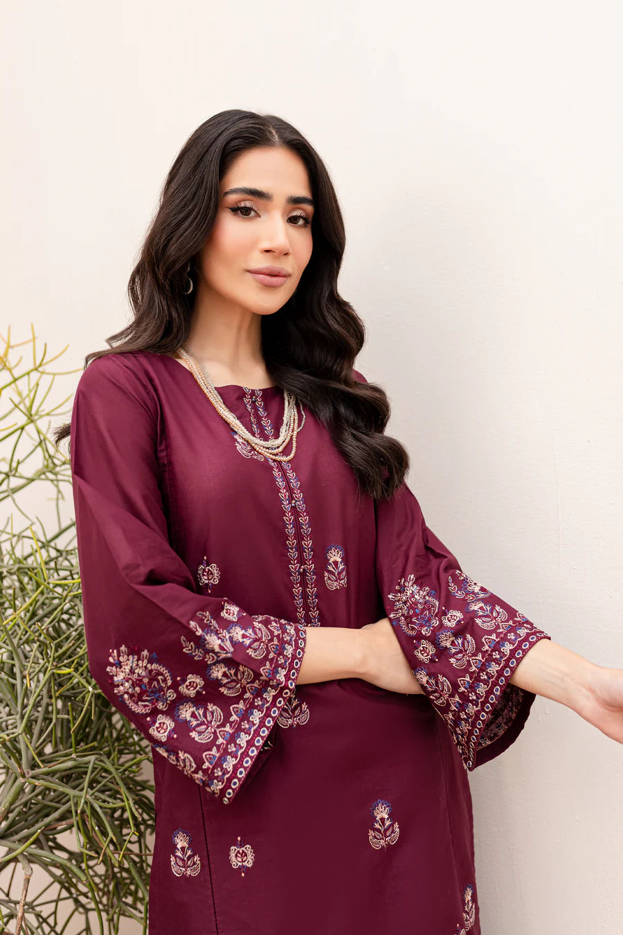 BAKHIYA - 2PC KHAADAR EMBROIDERED SHIRT WITH KHADDAR TROUSER - RB11096