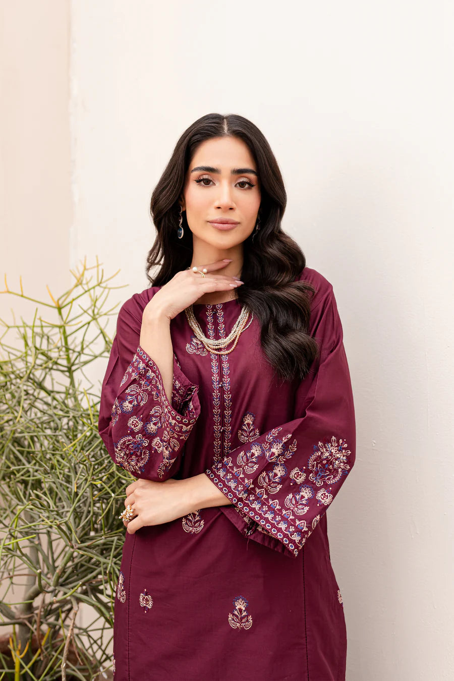 BAKHIYA - 2PC KHAADAR EMBROIDERED SHIRT WITH KHADDAR TROUSER - RB11096