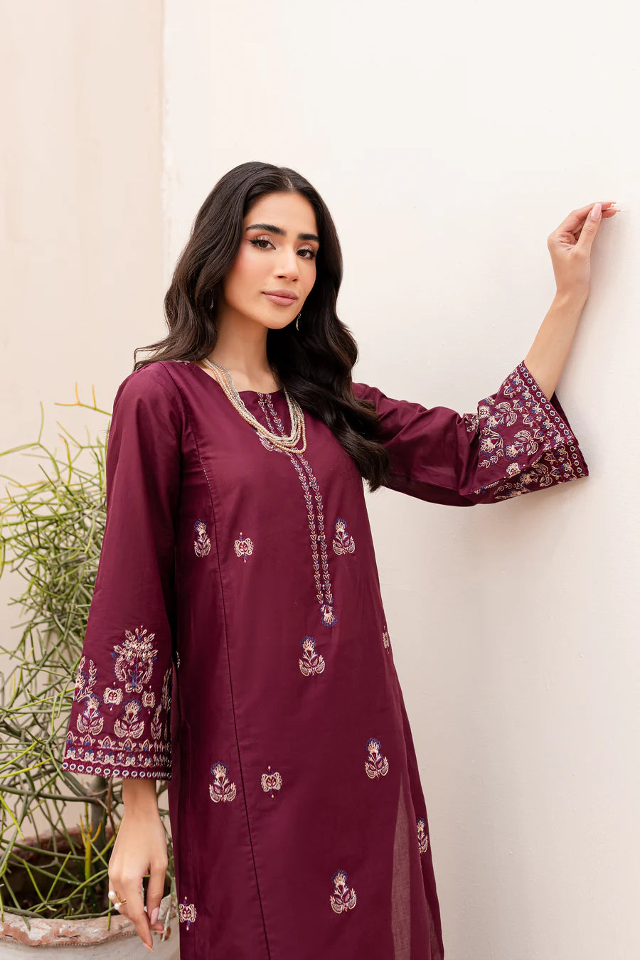 BAKHIYA - 2PC KHAADAR EMBROIDERED SHIRT WITH KHADDAR TROUSER - RB11096