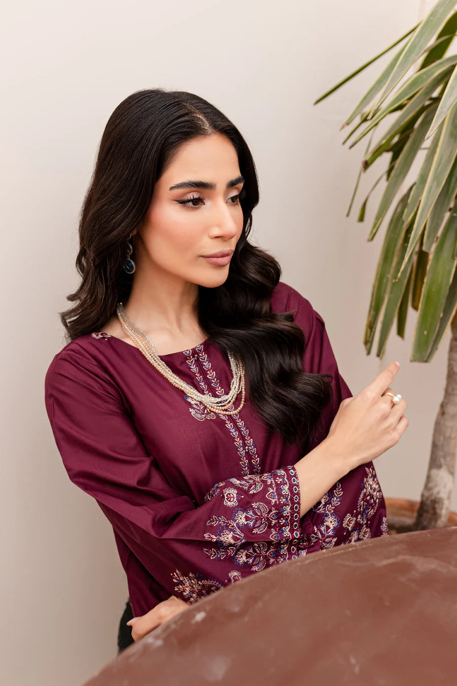 BAKHIYA - 2PC KHAADAR EMBROIDERED SHIRT WITH KHADDAR TROUSER - RB11096