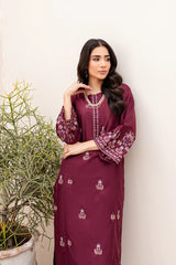 BAKHIYA - 2PC KHAADAR EMBROIDERED SHIRT WITH KHADDAR TROUSER - RB11096