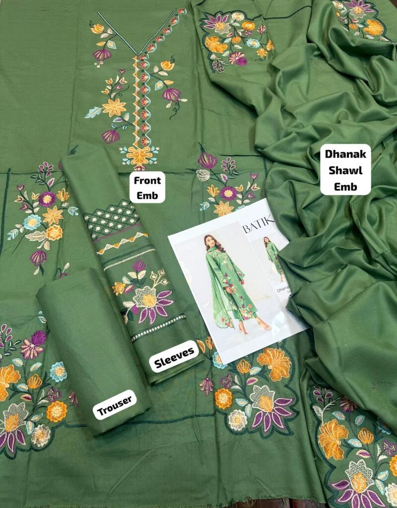 BATIK - 3PC EMBROIDERED SHIRT WITH EMBROIDERED DUPATA AND TROUSER - RB11159