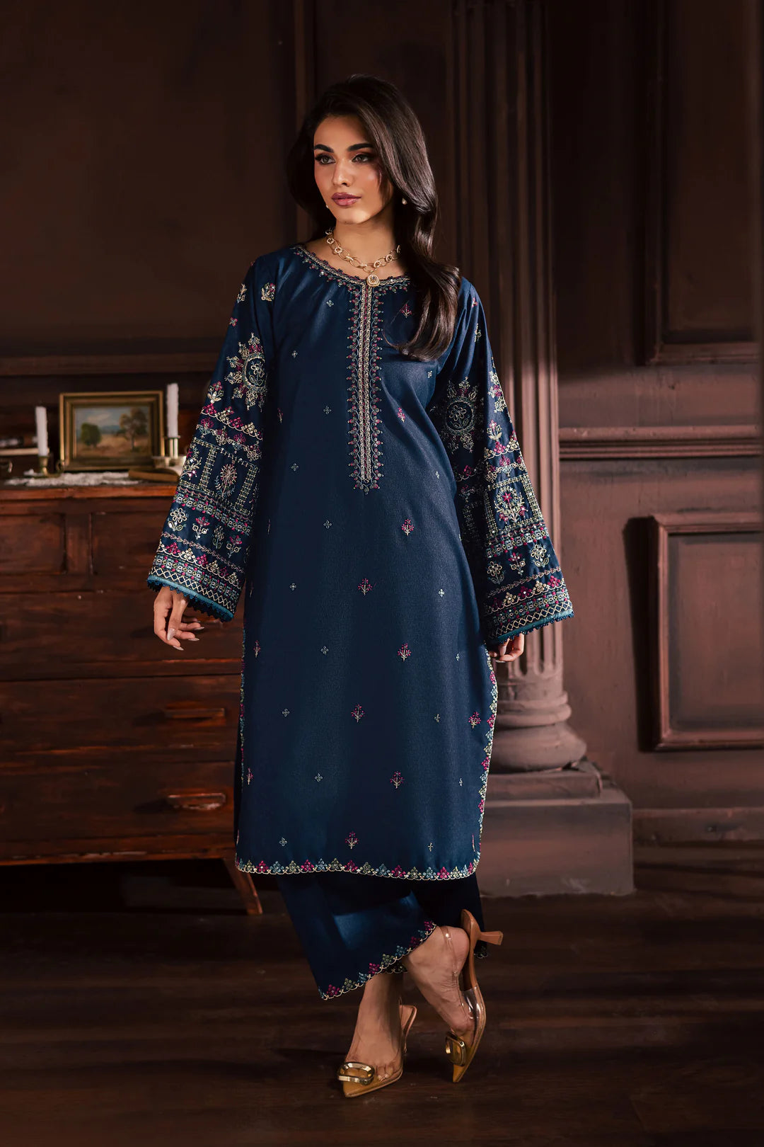 BATIK - 2PC EMBROIDERED SHIRT WITH EMBROIDERED PATCHES AND TROUSER - RB11160