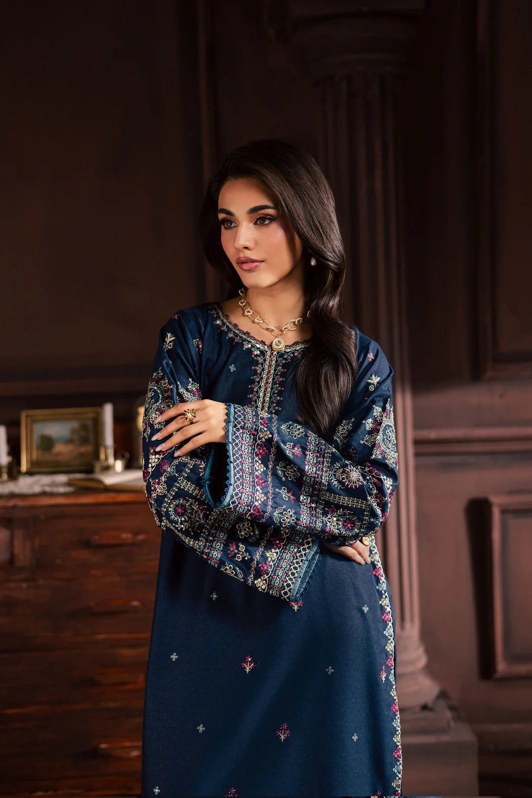 BATIK - 2PC EMBROIDERED SHIRT WITH EMBROIDERED PATCHES AND TROUSER - RB11160