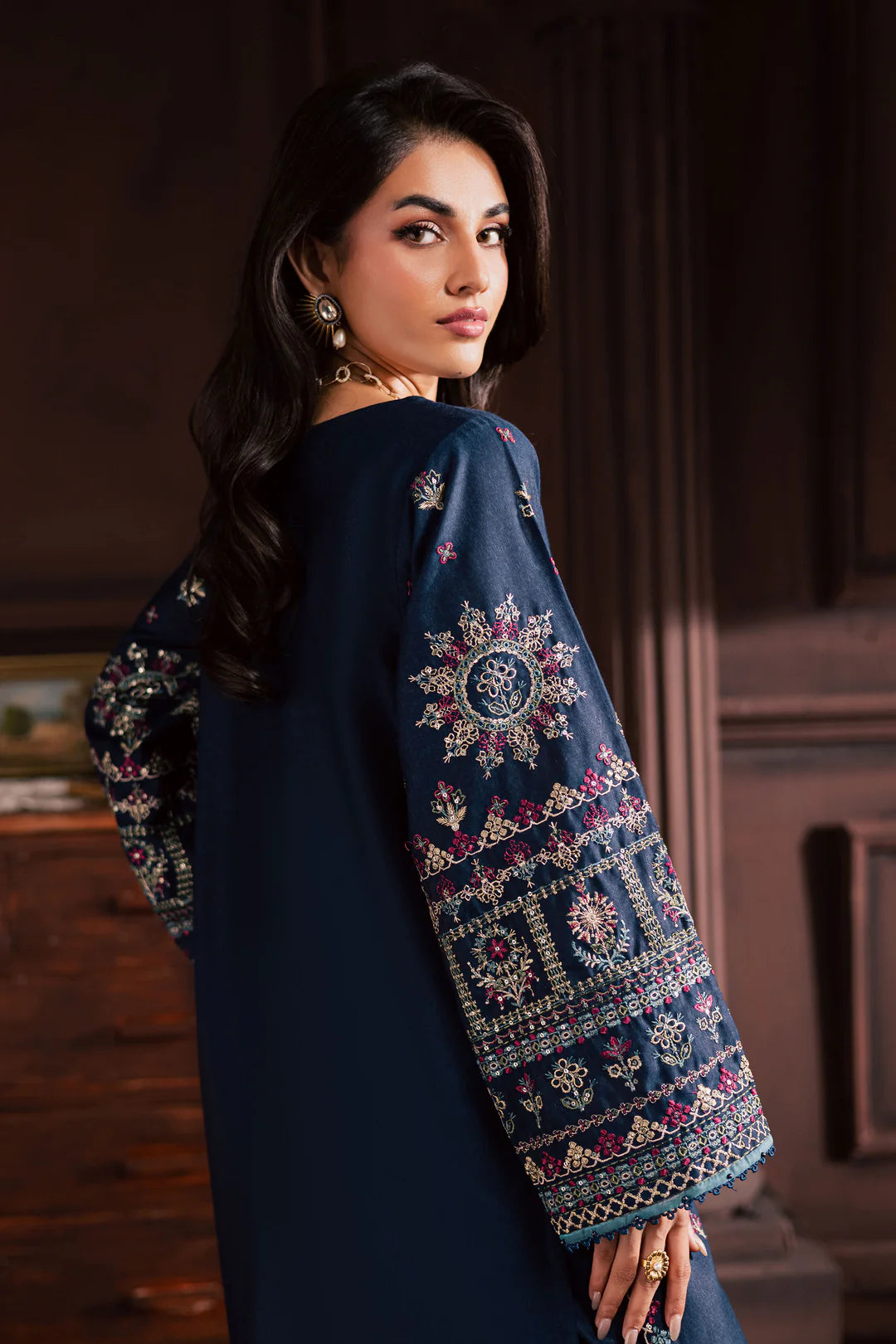 BATIK - 2PC EMBROIDERED SHIRT WITH EMBROIDERED PATCHES AND TROUSER - RB11160