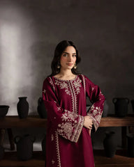 BATIK - 2PC EMBROIDERED SHIRT WITH EMBROIDERED PATCHES AND TROUSER - RB11161