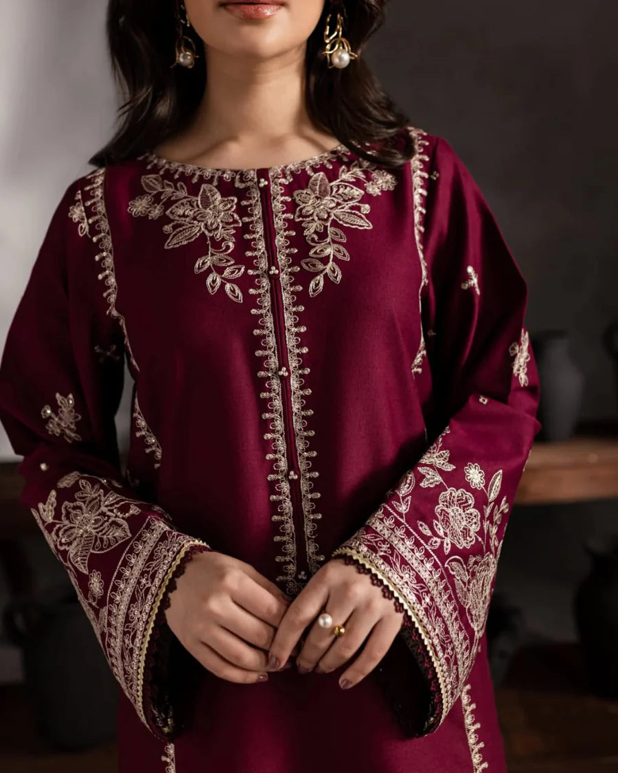 BATIK - 2PC EMBROIDERED SHIRT WITH EMBROIDERED PATCHES AND TROUSER - RB11161