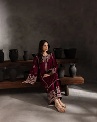 BATIK - 2PC EMBROIDERED SHIRT WITH EMBROIDERED PATCHES AND TROUSER - RB11161