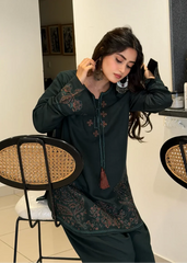 BATIK - 2PC EMBROIDERED SHIRT WITH EMBROIDERED PATCHES AND TROUSER - RB11164