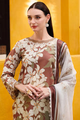 BAROQUE- 3PC PRINTED SHIRT WITH PATCHES AND CHIFFON DUPATA AND TROUSER - RB11165