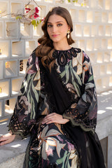 BAROQUE- 3PC PRINTED SHIRT WITH PATCHES AND CHIFFON DUPATA AND TROUSER - RB11166