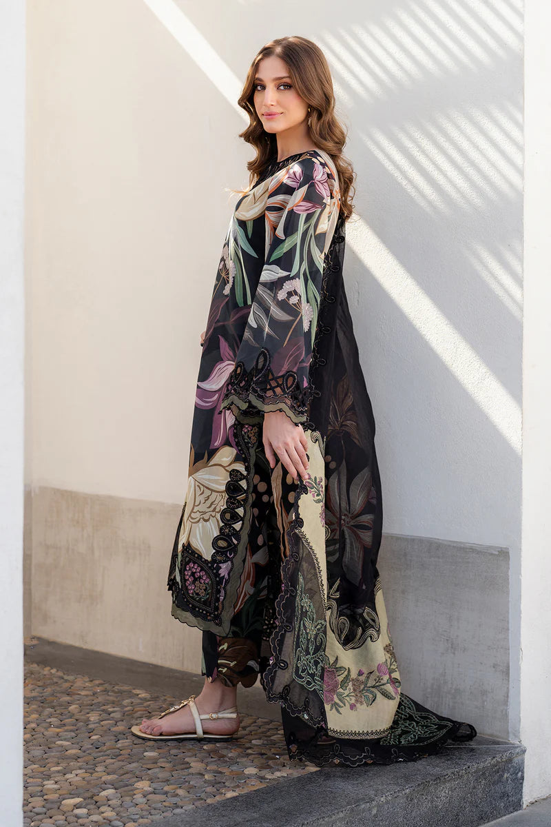 BAROQUE- 3PC PRINTED SHIRT WITH PATCHES AND CHIFFON DUPATA AND TROUSER - RB11166