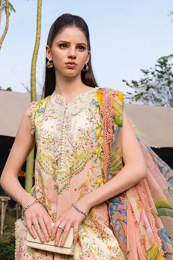 MARIA B - 3PC PRINTED SHIRT WITH PATCHES AND CHIFFON DUPATA AND TROUSER - RB11167