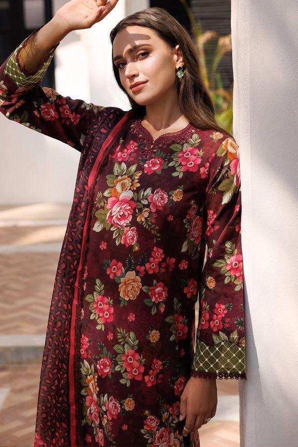 FARASHA - 3PC PRINTED SHIRT WITH PATCHES AND CHIFFON DUPATA AND TROUSER - RB11169