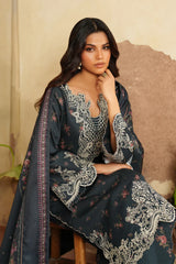 IZNIK - 3PC PRINTED SHIRT WITH PATCHES AND CHIFFON DUPATA AND TROUSER - RB11170