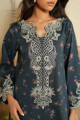 IZNIK - 3PC PRINTED SHIRT WITH PATCHES AND CHIFFON DUPATA AND TROUSER - RB11170
