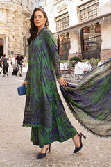 MARIA B - 3PC PRINTED SHIRT WITH PATCHES AND CHIFFON DUPATA AND TROUSER - RB11172