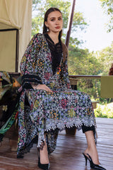 MARIA B - 3PC PRINTED SHIRT WITH PATCHES AND CHIFFON DUPATA AND TROUSER - RB11174