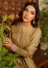 IZNIK - 3PC PRINTED SHIRT WITH PATCHES AND CHIFFON DUPATA AND TROUSER - RB11175
