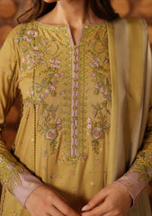 IZNIK - 3PC PRINTED SHIRT WITH PATCHES AND CHIFFON DUPATA AND TROUSER - RB11175