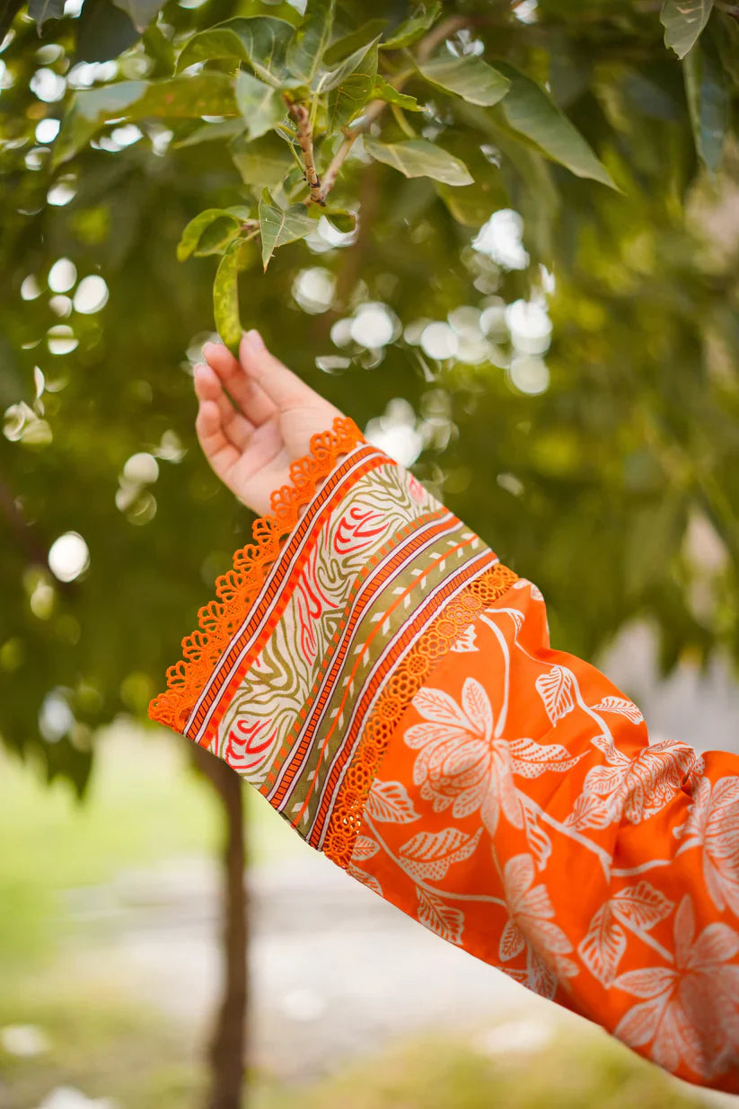 ANEELAS - 3PC PRINTED SHIRT WITH PATCHES AND CHIFFON DUPATA AND TROUSER - RB11177