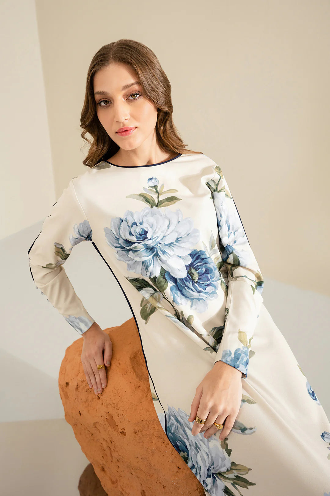 LULUSAR - 3PC PRINTED SHIRT WITH PATCHES AND CHIFFON DUPATA AND TROUSER - RB11179