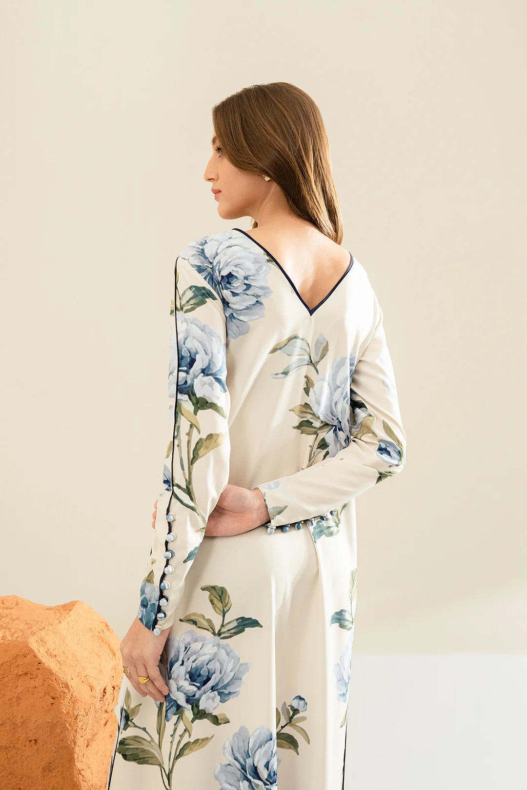 LULUSAR - 3PC PRINTED SHIRT WITH PATCHES AND CHIFFON DUPATA AND TROUSER - RB11179