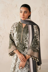 BAROQUE - 3PC PRINTED SHIRT WITH PATCHES AND CHIFFON DUPATA AND TROUSER - RB11180