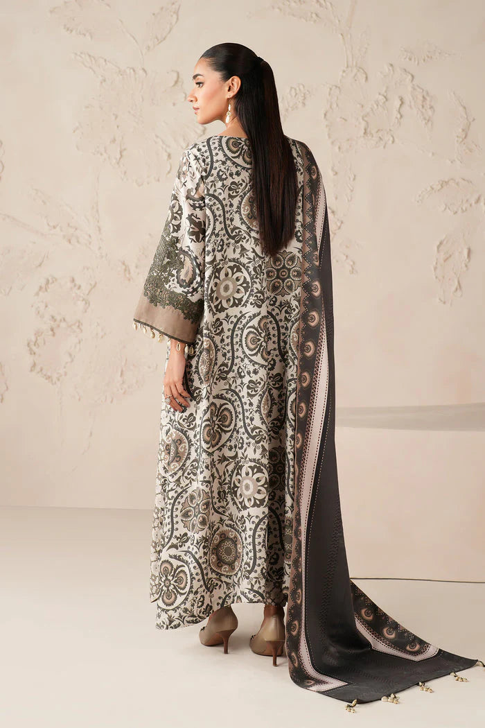 BAROQUE - 3PC PRINTED SHIRT WITH PATCHES AND CHIFFON DUPATA AND TROUSER - RB11180
