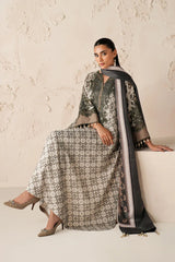 BAROQUE - 3PC PRINTED SHIRT WITH PATCHES AND CHIFFON DUPATA AND TROUSER - RB11180