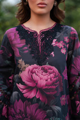 IZNIK - 3PC PRINTED SHIRT WITH PATCHES AND CHIFFON DUPATA AND TROUSER - RB11181