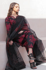 BAROQUE - 3PC PRINTED SHIRT WITH PATCHES AND CHIFFON DUPATA AND TROUSER - RB11183