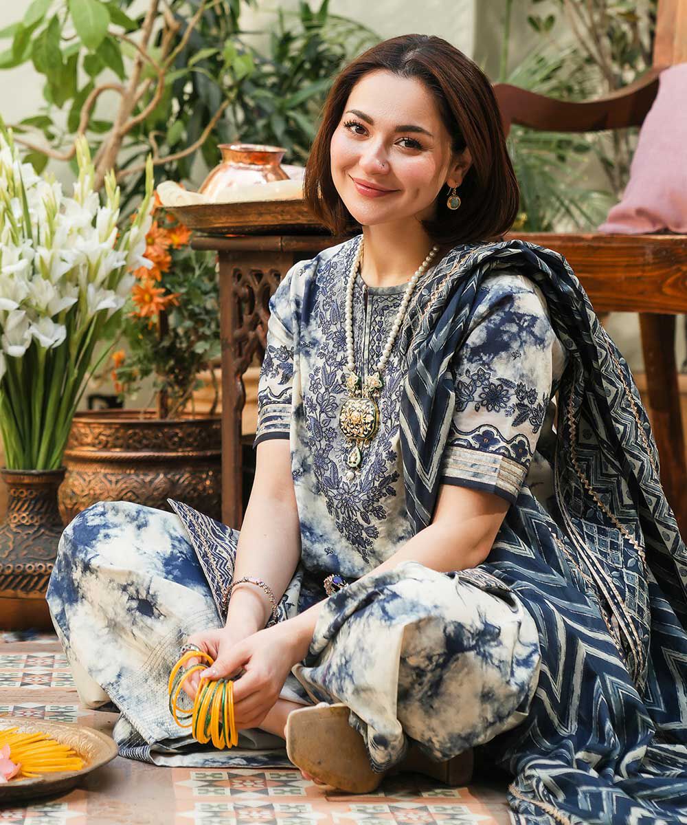SAPPHIRE - 3PC PRINTED SHIRT WITH PATCHES AND CHIFFON DUPATA AND TROUSER - RB11184