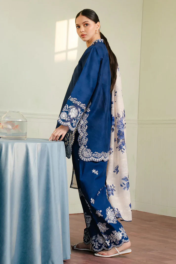 ZARA SHAHJAHAN - 3PC EMBROIDERED SHIRT WITH EMBROIDERED DUPATA AND TROUSER - RB11190