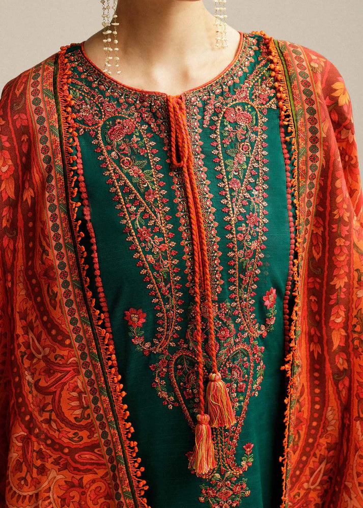 MARJAAN - 3PC EMBROIDERED SHIRT WITH EMBROIDERED DUPATA AND TROUSER - RB11191