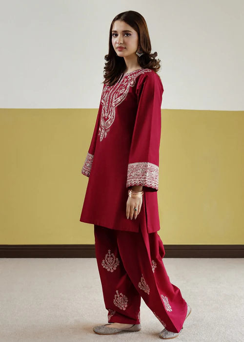 URGE - 2PC EMBROIDERED SHIRT WITH EMBROIDERED SLEEVES AND TROUSER - RB11162