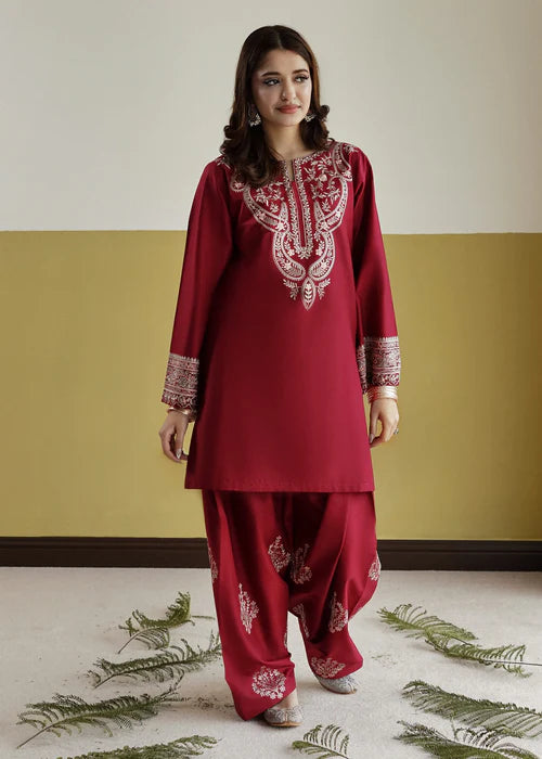 URGE - 2PC EMBROIDERED SHIRT WITH EMBROIDERED SLEEVES AND TROUSER - RB11162