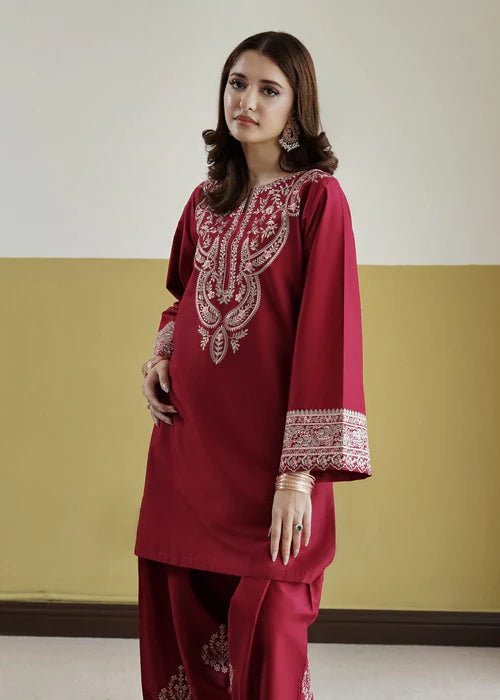 URGE - 2PC EMBROIDERED SHIRT WITH EMBROIDERED SLEEVES AND TROUSER - RB11162
