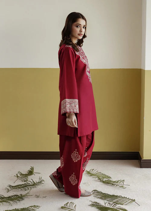 URGE - 2PC EMBROIDERED SHIRT WITH EMBROIDERED SLEEVES AND TROUSER - RB11162