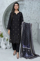 BAKHIYA - 3PC DHANAK EMBROIDERED LASER CUTTING SHIRT WITH PASHMINA SHAWL AND TROUSER - RB11107